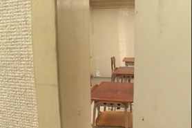 Japanese teen doll finger fucked upskirt in class room