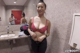 Busty asian with big booty fucked in public