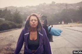 Lost blonde found some huge penises and got fucked