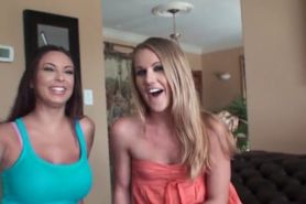 Beautiful latina babes sharing boner in POV threesome