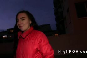 Brunette amateur fucking pov in public building