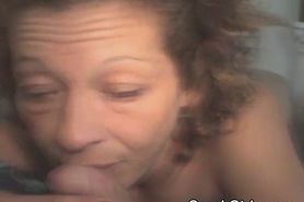 Filthy Frizzy Haired Street Whore Sucking Dick POV