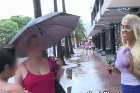 Pussy Flashing During Cash Stunt