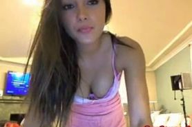 Playful cam girl shows perfect tits on cam