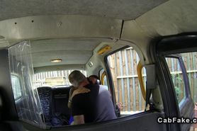 Busty amateur brunette anal fucks in fake taxi